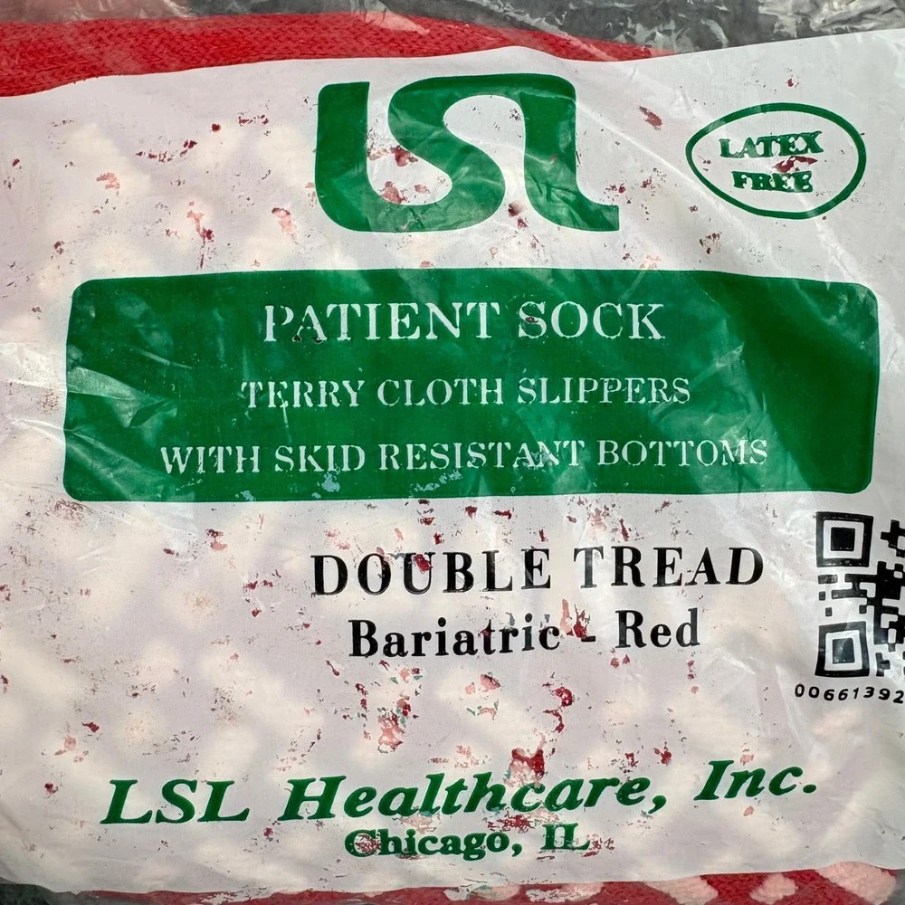 LSL Healthcare Bariatric Red Patient Socks Terry Cloth Double Tread Non Skid